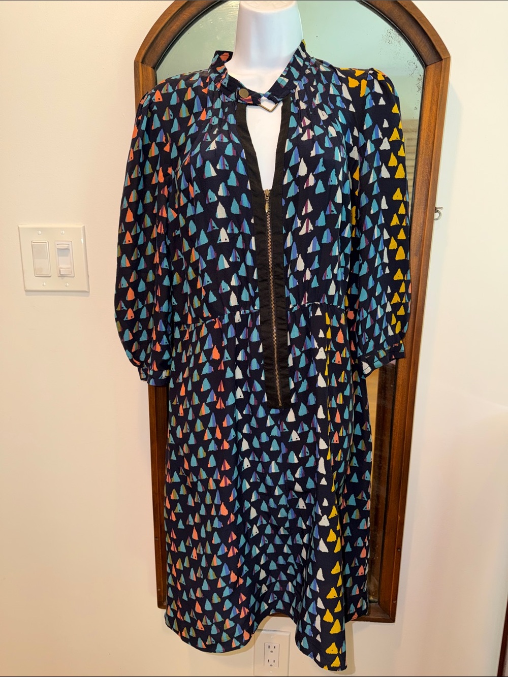 Plenty by Tracy Reese Silk Dress with Colorful Geometric Print L